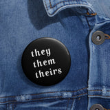 They Pronoun Pin Button, Black - POLM REPUBLIC